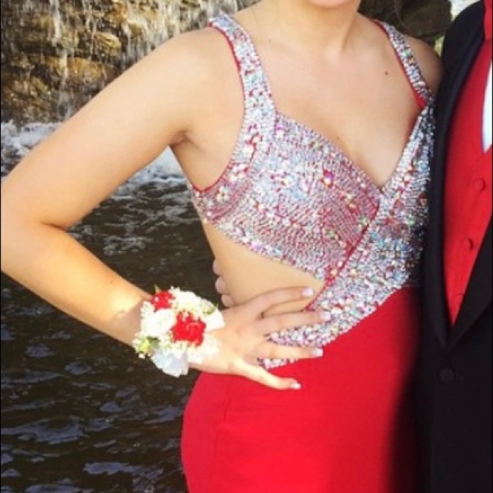 Red/Silver Prom Dress